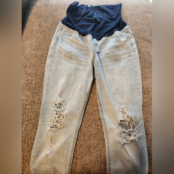 Maternity Distressed Jeans, Size L - Picture 2 of 9